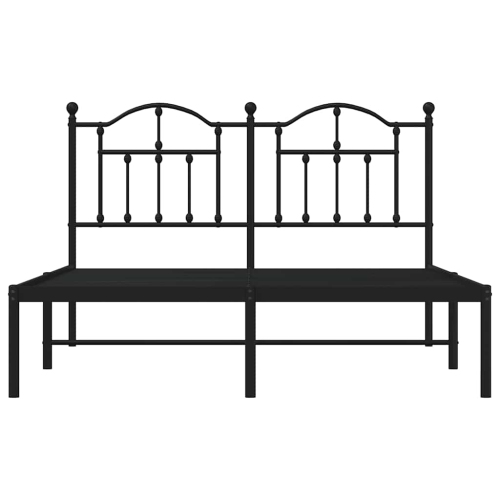 vidaXL Black Queen Metal Bed Frame with Headboard & Slats, No Mattress, Easy Assembly