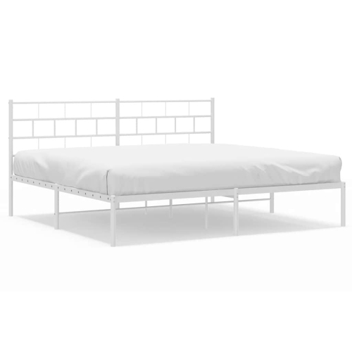 vidaXL Metal California King Bed Frame with Headboard, Heavy-Duty, Under-Bed Storage, No Mattress
