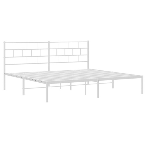 vidaXL Metal California King Bed Frame with Headboard, Heavy-Duty, Under-Bed Storage, No Mattress