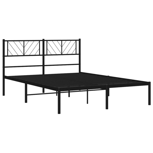 vidaXL Full Metal Bed Frame with Headboard, Sturdy Steel, Black, No Mattress