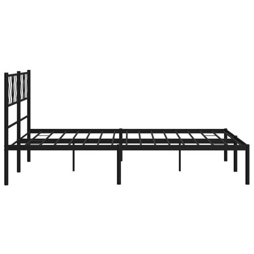 vidaXL Full Metal Bed Frame with Headboard, Sturdy Steel, Black, No Mattress