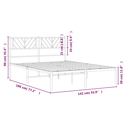 vidaXL Full Metal Bed Frame with Headboard, Sturdy Steel, Black, No Mattress