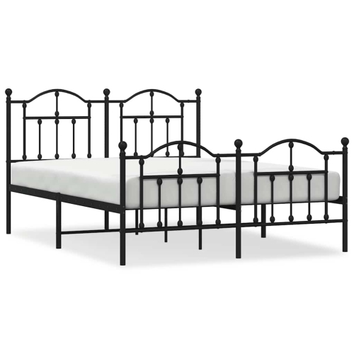 VIDAXL  Full Metal Bed Frame With Headboard & Slats, No Mattress, Easy Assembly In Black