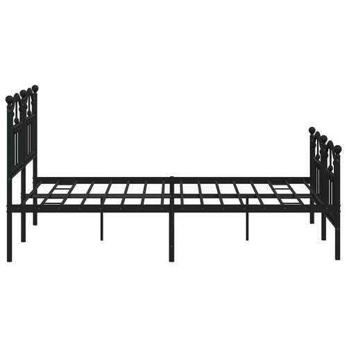 vidaXL Black Full Metal Bed Frame with Headboard & Slats, No Mattress, Easy Assembly