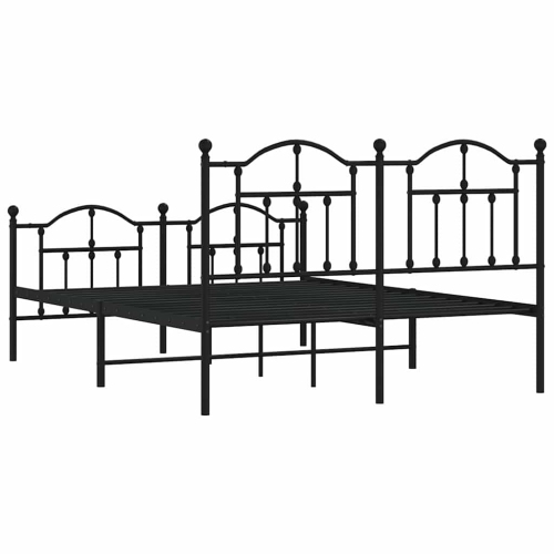 vidaXL Black Full Metal Bed Frame with Headboard & Slats, No Mattress, Easy Assembly