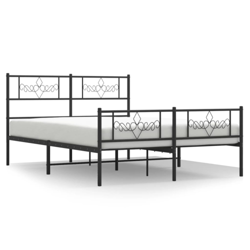 VIDAXL  Metal Bed Frame Without Mattress With Footboard Black 150X200Cm