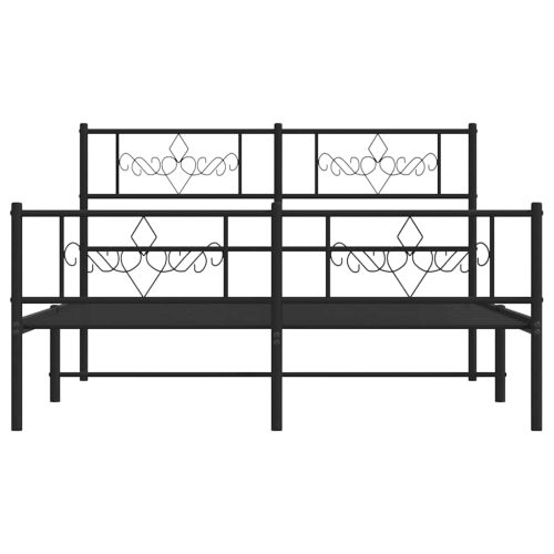 vidaXL 12" Black Queen Metal Bed Frame with Headboard & Footboard No Mattress