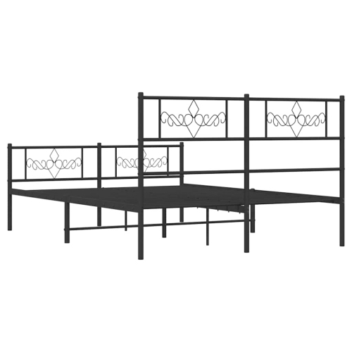 vidaXL 12" Black Queen Metal Bed Frame with Headboard & Footboard No Mattress