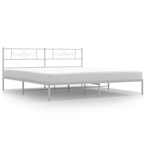 VIDAXL  12" King Size Metal Bed Frame With Headboard No Mattress In White