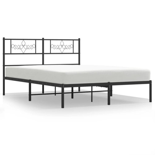 VIDAXL  Metal Bed Frame With Headboard 150X200 Cm King Size In Black