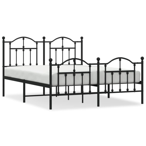 VIDAXL  Metal Bed Frame Without Mattress With Footboard Black 150X200Cm