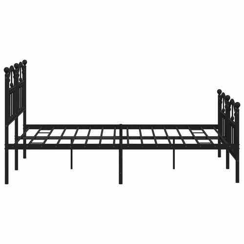 vidaXL Black Queen Metal Bed Frame with Headboard & Slats, No Mattress, Easy Assembly