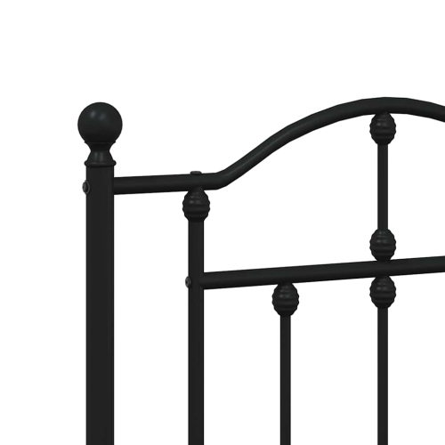 vidaXL Black Queen Metal Bed Frame with Headboard & Slats, No Mattress, Easy Assembly