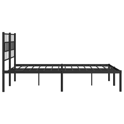 vidaXL Black Metal Queen Bed Frame with Headboard, Heavy-Duty, Under-Bed Storage, No Mattress
