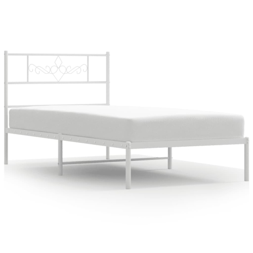 VIDAXL  Metal Bed Frame Without Mattress With Headboard White 100X200Cm