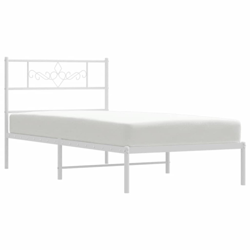 vidaXL 12" White Twin XL Metal Bed Frame with Headboard No Mattress