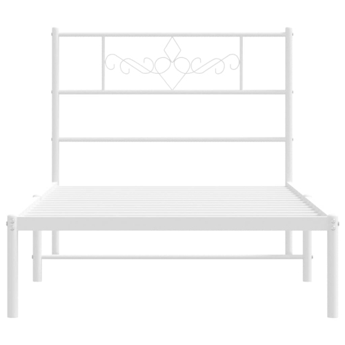 vidaXL 12" White Twin XL Metal Bed Frame with Headboard No Mattress