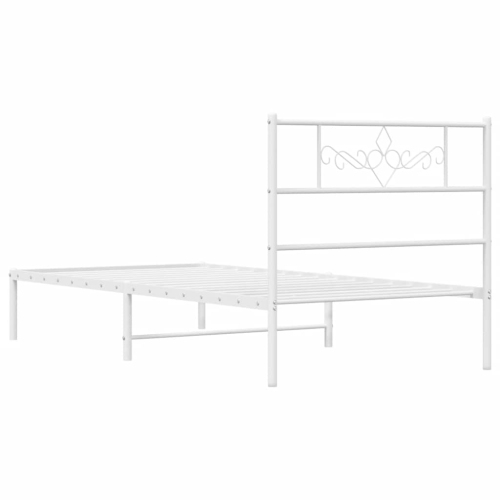vidaXL 12" White Twin XL Metal Bed Frame with Headboard No Mattress
