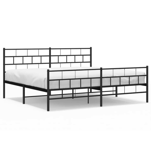 VIDAXL  Metal California King Bed Frame With Headboard, Heavy-Duty, Under-Bed Storage, No Mattress