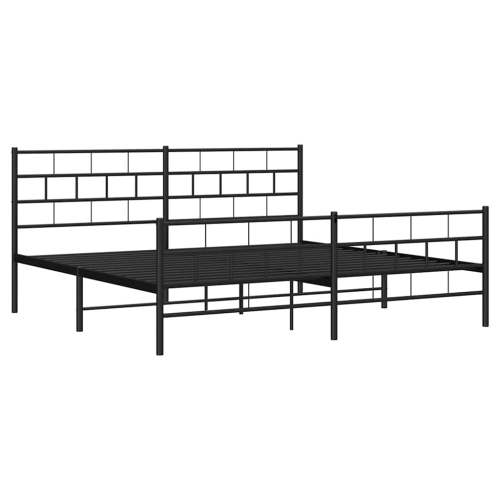 vidaXL Metal California King Bed Frame with Headboard, Heavy-Duty, Under-Bed Storage, No Mattress