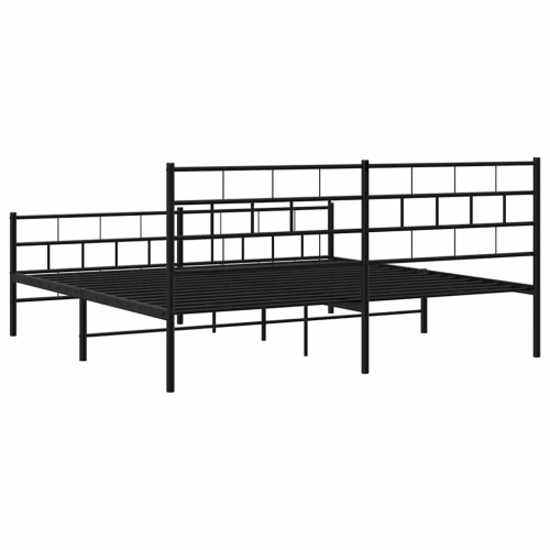 vidaXL Metal California King Bed Frame with Headboard, Heavy-Duty, Under-Bed Storage, No Mattress