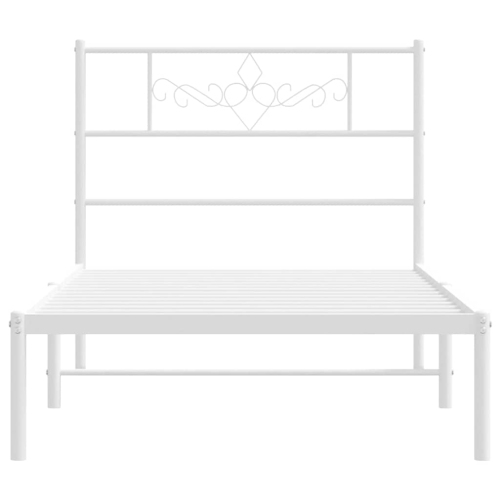 vidaXL 12" White Twin Metal Bed Frame with Headboard No Mattress