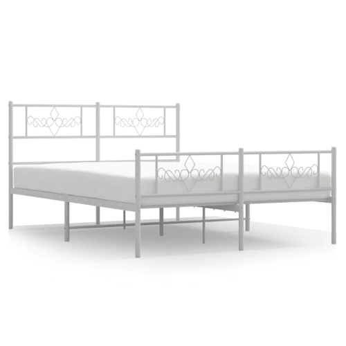 VIDAXL  12" Queen Metal Bed Frame With Headboard & Footboard No Mattress In White
