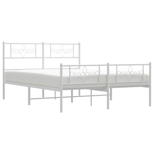 vidaXL 12" White Queen Metal Bed Frame with Headboard & Footboard No Mattress
