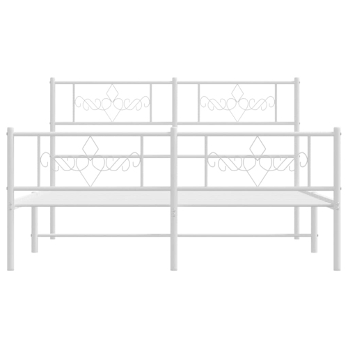 vidaXL 12" White Queen Metal Bed Frame with Headboard & Footboard No Mattress