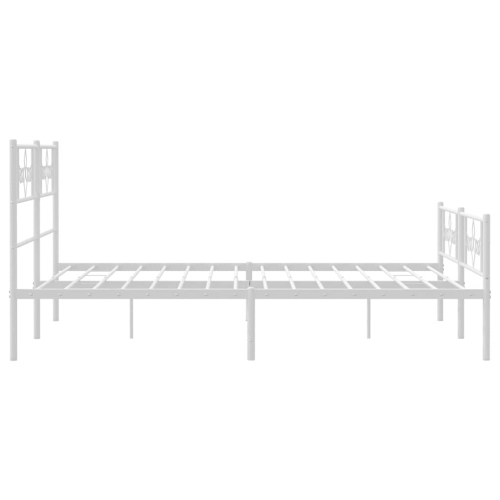 vidaXL 12" White Queen Metal Bed Frame with Headboard & Footboard No Mattress