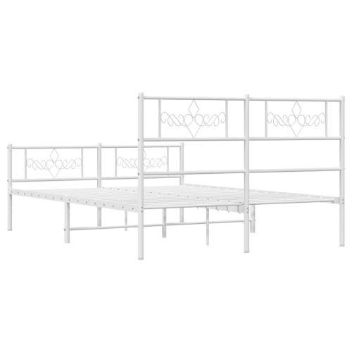 vidaXL 12" White Queen Metal Bed Frame with Headboard & Footboard No Mattress