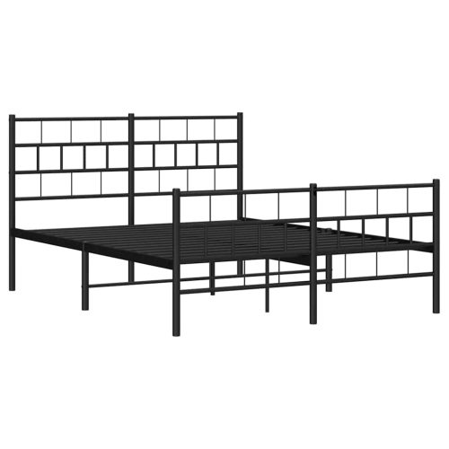 Cadre de grand lit en métal noir vidaXL avec tête de lit, robuste, rangement sous le lit, sans matelas