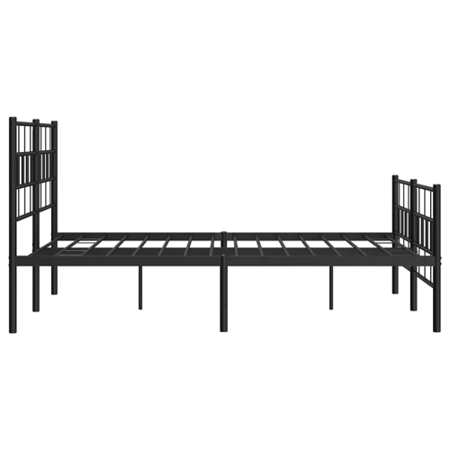 Cadre de grand lit en métal noir vidaXL avec tête de lit, robuste, rangement sous le lit, sans matelas