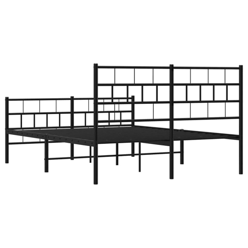 Cadre de grand lit en métal noir vidaXL avec tête de lit, robuste, rangement sous le lit, sans matelas