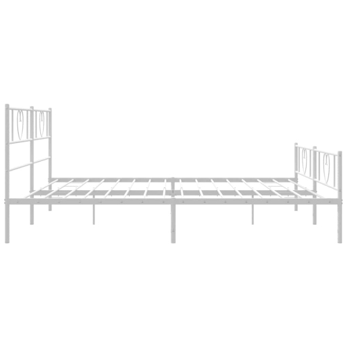 vidaXL King Metal Bed Frame with Headboard & Footboard, Sturdy Steel, White, No Mattress