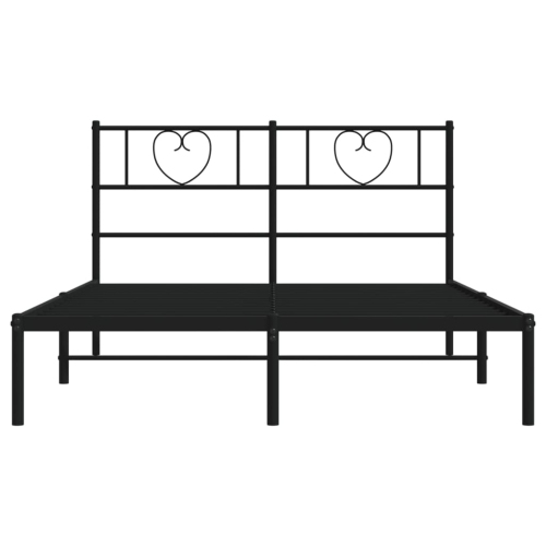 vidaXL Full Metal Bed Frame with Headboard, Sturdy Steel, Black, No Mattress