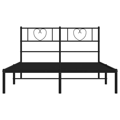 vidaXL Full Metal Bed Frame with Headboard, Sturdy Steel, Black, No Mattress