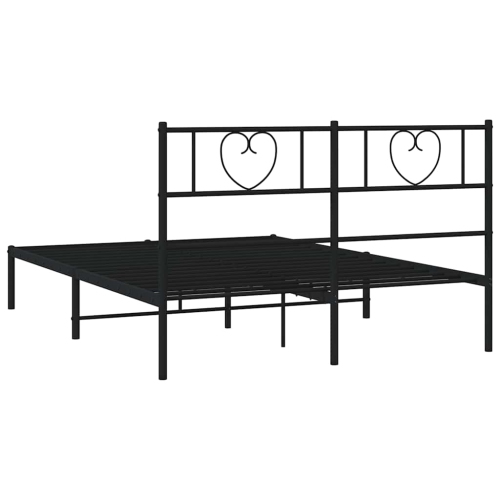 vidaXL Full Metal Bed Frame with Headboard, Sturdy Steel, Black, No Mattress