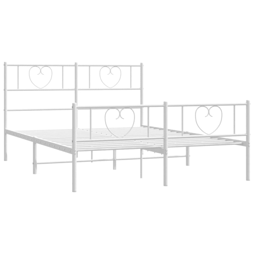 vidaXL Queen Metal Bed Frame with Headboard & Footboard, Sturdy Steel, White, No Mattress
