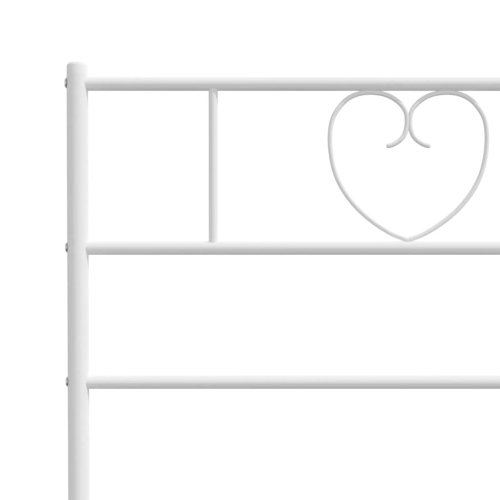 vidaXL Queen Metal Bed Frame with Headboard & Footboard, Sturdy Steel, White, No Mattress