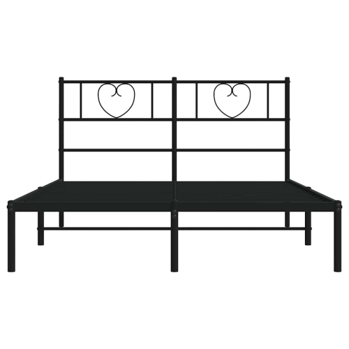 vidaXL Queen Metal Bed Frame with Headboard, Sturdy Steel, Black, No Mattress