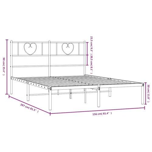 vidaXL Queen Metal Bed Frame with Headboard, Sturdy Steel, Black, No Mattress