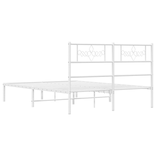vidaXL 12" White Full Size Metal Bed Frame with Headboard No Mattress