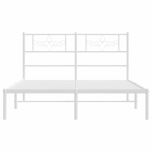 vidaXL 12" White Queen Metal Bed Frame with Headboard No Mattress