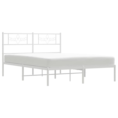 vidaXL 12" White Queen Metal Bed Frame with Headboard No Mattress