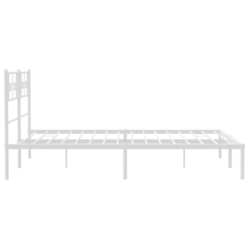 vidaXL 12" White Queen Metal Bed Frame with Headboard No Mattress