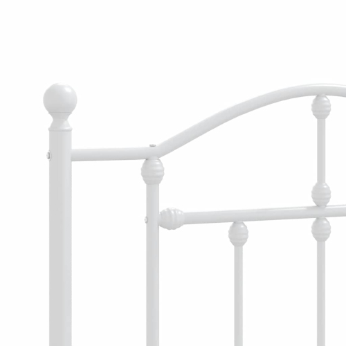 vidaXL White Twin XL Metal Bed Frame with Headboard & Slats, No Mattress, Easy Assembly