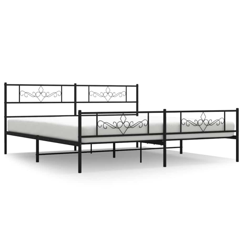 VIDAXL  12" California King Metal Bed Frame With Headboard & Footboard No Mattress In Black