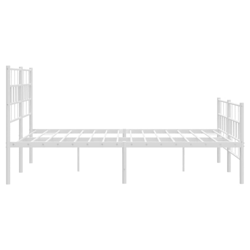vidaXL White Metal Full Bed Frame with Headboard, Heavy-Duty, Under-Bed Storage, No Mattress