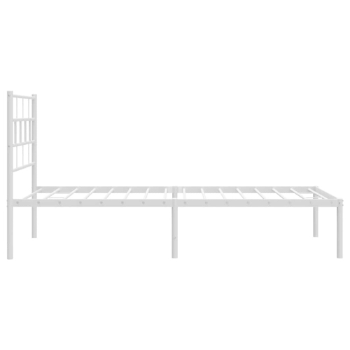 vidaXL White Metal Twin XL Bed Frame with Headboard, Heavy-Duty, Under-Bed Storage, No Mattress